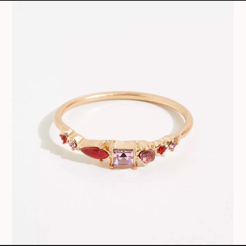 Free People Gold and Red Gemstone Ring